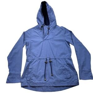 LEE VALLEY womens Coat Jacket  S Blue Drawstring Hooded ‎ Pullover Flip Cuff